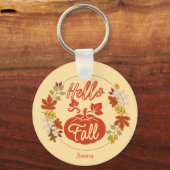Schattigeste Hallo Herfst Autumn Leaves Pompoen Th Sleutelhanger (Voorkant)