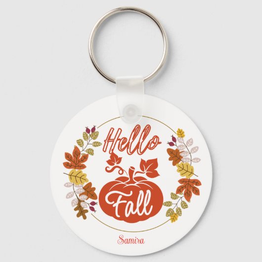 Schattigeste Hallo Herfst Autumn Leaves Pompoen Th Sleutelhanger (Achterkant)
