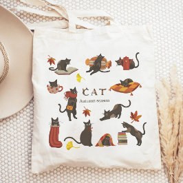 Schattigeste Hallo Herfst kat herfstseizoen Tote Bag