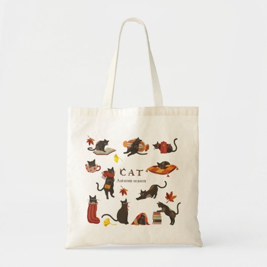 Schattigeste Hallo Herfst kat herfstseizoen Tote Bag (Voorkant)