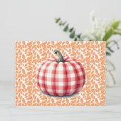 Schattigeste hallo herfst plaid pompoen kaart (Staand voorkant)