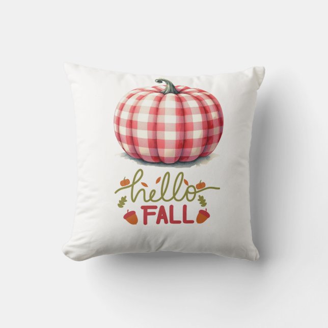 Schattigeste hallo herfst plaid pompoen kussen (Voorkant)