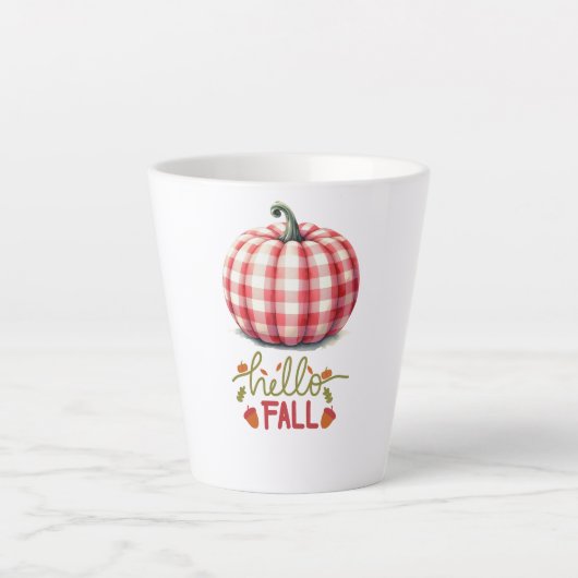 Schattigeste hallo herfst plaid pompoen latte mok (Voorkant)