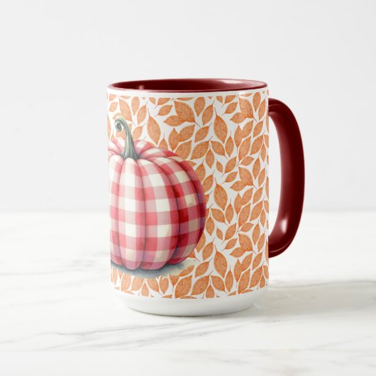 Schattigeste hallo herfst plaid pompoen mok (Voorkant rechts)