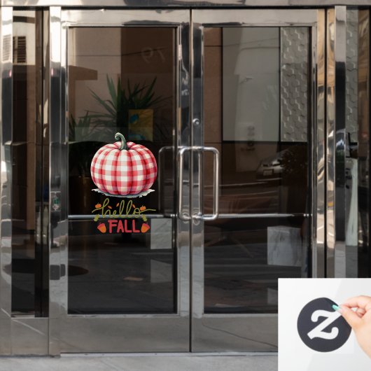 Schattigeste hallo herfst plaid pompoen raamsticker (Kantoordeur)