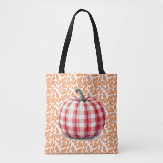 Schattigeste hallo herfst plaid pompoen tote bag (Voorkant)