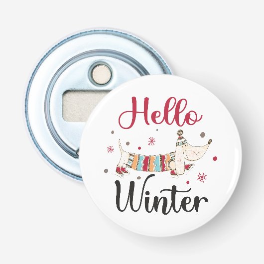 Schattigeste Hallo hond Button Flesopener (Voorkant)