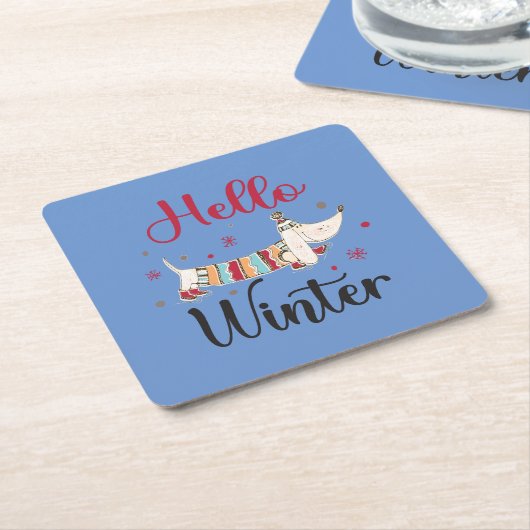 Schattigeste Hallo hond Kartonnen Onderzetters (Schuin)