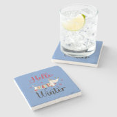 Schattigeste Hallo hond Stenen Onderzetter (Zijkant)