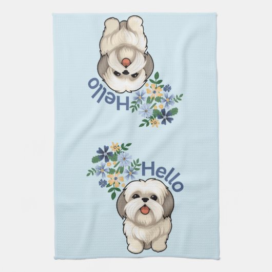 Schattigeste Hallo hond Theedoek (Verticaal)