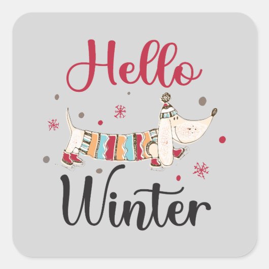 Schattigeste Hallo hond Vierkante Sticker (Voorkant)