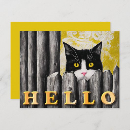 Schattigeste Hallo Kaart kattenadoptie (Voorkant / Achterkant)