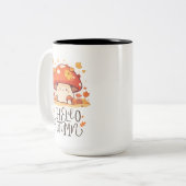 Schattigeste Hallo kawaii Mushroom Tweekleurige Koffiemok (Voorkant links)