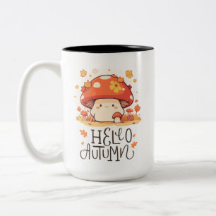 Schattigeste Hallo kawaii Mushroom Tweekleurige Koffiemok