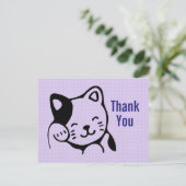 Schattigeste Hallo Kitty Cat Waving Briefkaart (Staand voorkant)