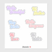 Schattigeste Hallo kleurrijke hi / frases  typogra Sticker (Vel)