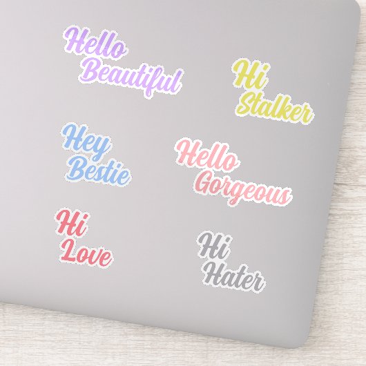Schattigeste Hallo kleurrijke hi / frases  typogra Sticker (Detail)