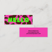 Schattigeste HALLO Koe Print Bruin Lime Groen Mini Visitekaartje (Voorkant / Achterkant)