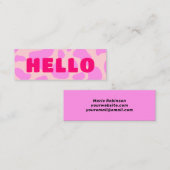 Schattigeste HALLO Koe Print Pastel Blush Bord Roz Mini Visitekaartje (Voorkant / Achterkant)