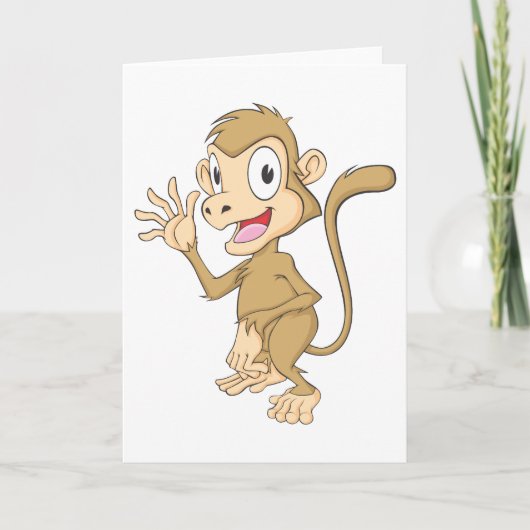 Schattigeste Hallo Monkey Waving Hand Hi Kaart (Voorkant)