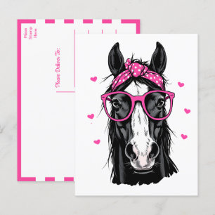 Schattigeste Hallo Paard Roze Bandana Briefkaart