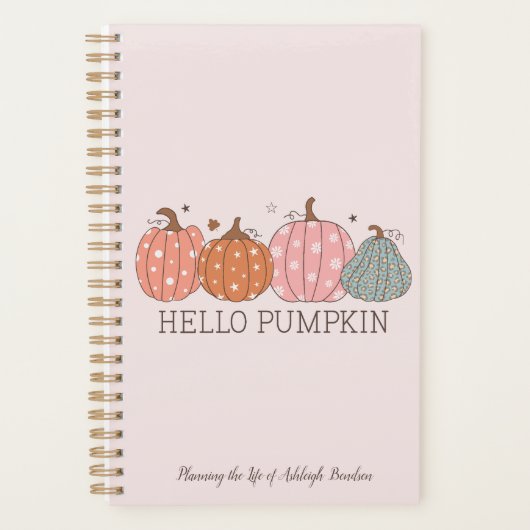 Schattigeste Hallo pompoen gepersonaliseerd Planner (Voorkant)