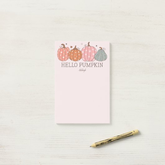 Schattigeste Hallo pompoen gepersonaliseerd Post-it® Notes (Op bureau)