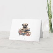 Schattigeste Hallo Pug Dog Boeken lezen Kaart (Achterkant)