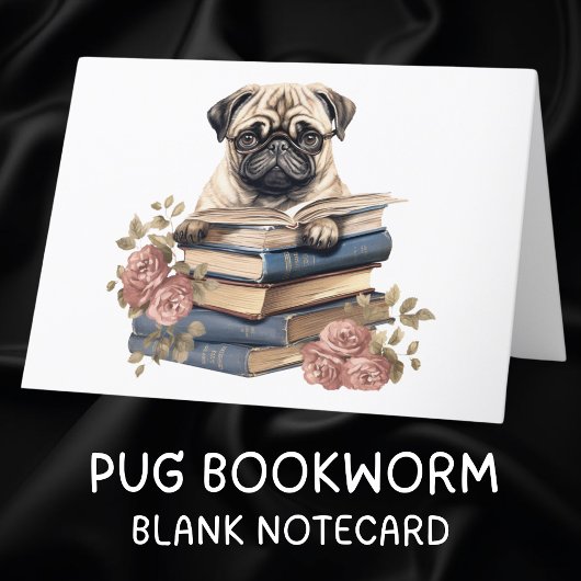 Schattigeste Hallo Pug Dog Boeken lezen Kaart