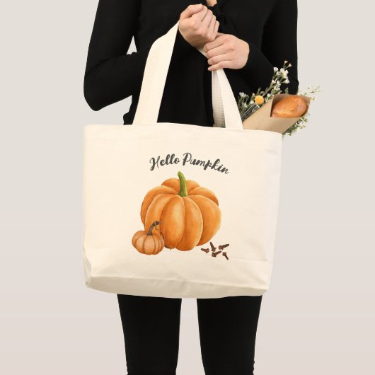 Schattigeste Hallo Pumpkin Spice Cozy Herfst Grote Tote Bag (Voorkant (product))