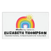 Schattigeste Hallo regenboog Retro Naambadge (Voorkant)