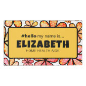 Schattigeste Hallo retro bloemen Naambadge (Voorkant)