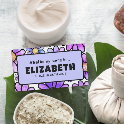 Schattigeste Hallo retro bloemen Naambadge