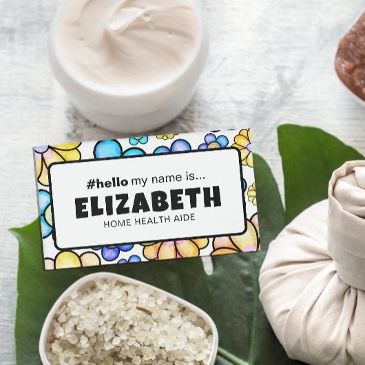 Schattigeste Hallo retro bloemen Naambadge