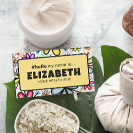 Schattigeste Hallo retro bloemen Naambadge