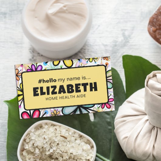 Schattigeste Hallo retro bloemen Naambadge