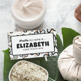 Schattigeste Hallo retro bloemen Naambadge