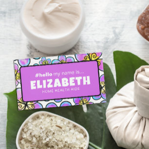 Schattigeste Hallo retro bloemen Naambadge