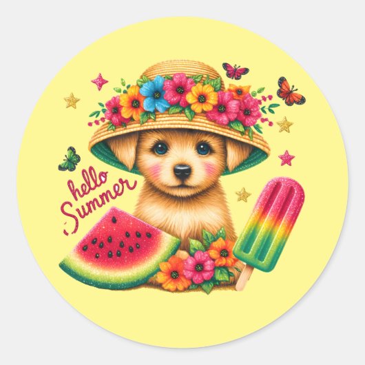 Schattigeste hallo ronde sticker (Voorkant)