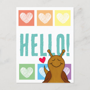 Schattigeste Hallo slak regenboog hart   Briefkaart