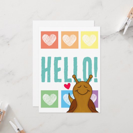 Schattigeste Hallo slak regenboog hart | groet Kaart (Voorkant / Achterkant in situ)