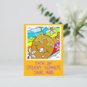 Schattigeste Hallo Snail Groovy Summer Mail Briefkaart (Staand voorkant)
