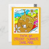 Schattigeste Hallo Snail Groovy Summer Mail Briefkaart (Voorkant / Achterkant)