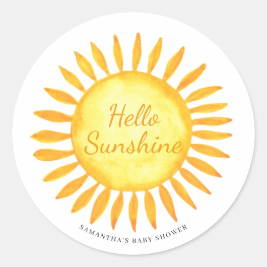 Schattigeste Hallo Sunshine Genderneutraal Baby sh Ronde Sticker (Voorkant)