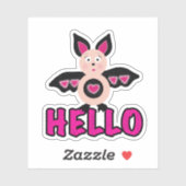 Schattigeste Hallo vleermuis met tekst Sticker (Vel)