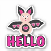 Schattigeste Hallo vleermuis met tekst Sticker (Voorkant)