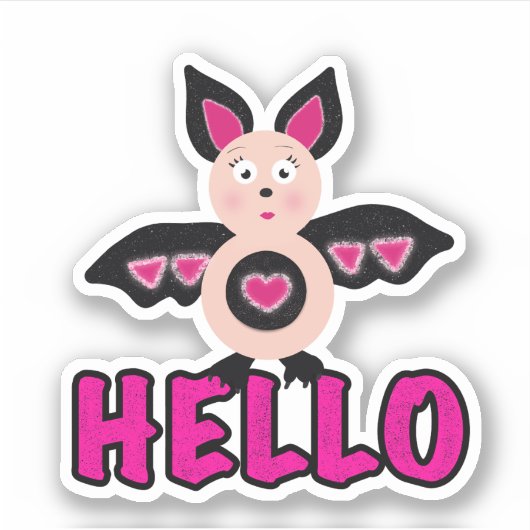 Schattigeste Hallo vleermuis met tekst Sticker (Voorkant)
