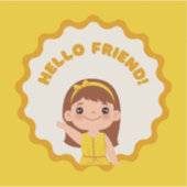 Schattigeste Hallo vriend Sticker – Glimlachende K (Voorkant)