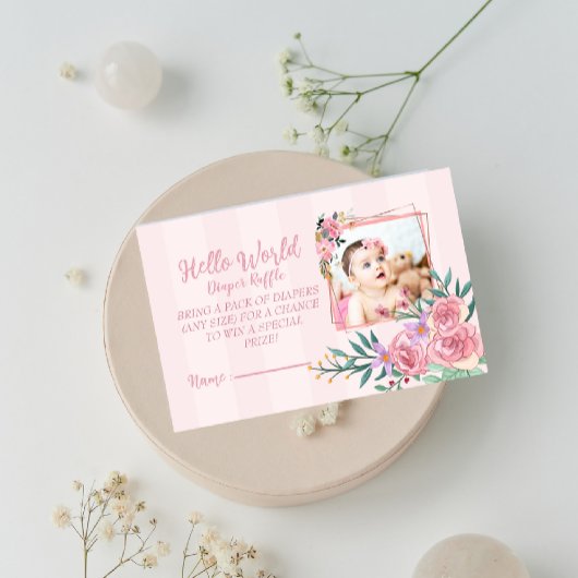 Schattigeste Hallo wereld Luier Raffle voor meisje Informatiekaartje