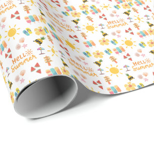 Schattigeste Hallo Zomer Naadloos Patroon Cadeaupapier